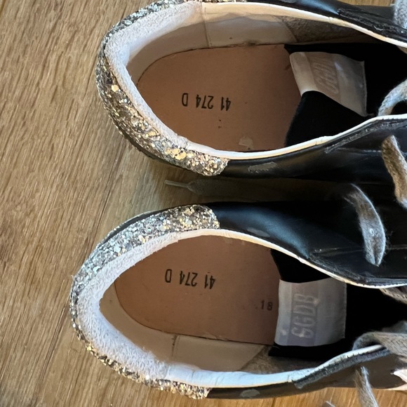 Golden Goose Superstar Sneakers size 41 EUC Black/White/Silver - Picture 4 of 10